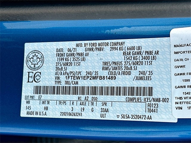 2021 Ford F-150 Lariat 2.7 ECOBOOST