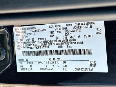 2019 Ford F-150 XLT 2.7 ECOBOOST