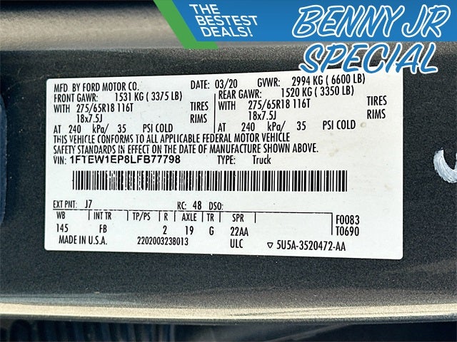 2020 Ford F-150 XLT 2.7 ECOBOOST