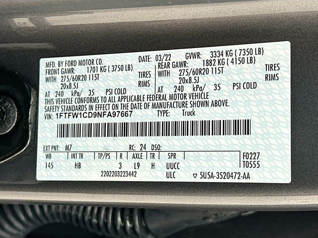2022 Ford F-150 Lariat 3.5 POWERBOOST
