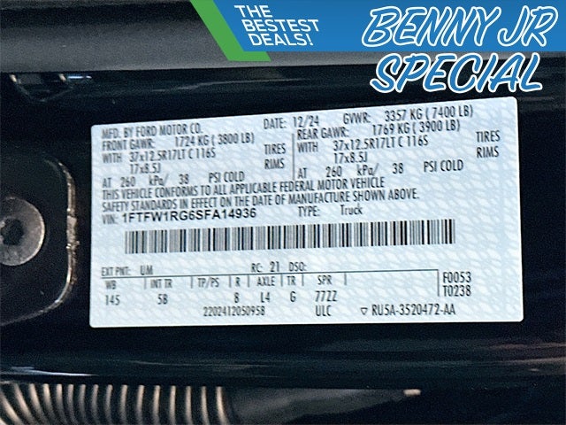 2025 Ford F-150 Raptor 802A PACKAGE