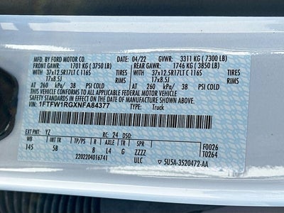 2022 Ford F-150 Raptor 3.5 V6 HIGH OUTPUT