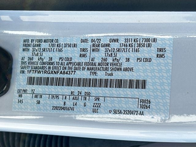 2022 Ford F-150 Raptor 3.5 V6 HIGH OUTPUT