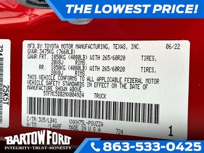 2022 Toyota Tundra Hybrid 1794 Edition 3.4 V6