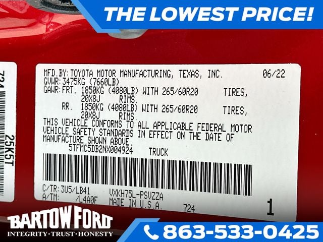 2022 Toyota Tundra Hybrid 1794 Edition 3.4 V6